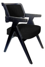 ΚΑΡΕΚΛΑ SORRENTO ΑΠΟ ΞΥΛΟ ΣΕ ΜΑΤ ΜΑΥΡΗ ΑΠΟΧΡΩΣΗ & ΜΑΥΡΟ ΥΦΑΣΜΑ - Image 3