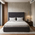 ΚΡΕΒΑΤΙ ΔΙΠΛΟ BIRD ΜΕ ΥΦΑΣΜΑ ΣΕ ΑΠΟΧΡΩΣΗ ΓΚΡΙ ΣΚΟΥΡΟ