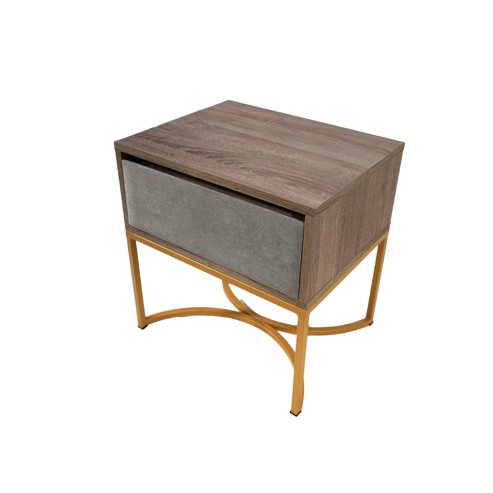 anoixtoksilino xrysi Κομοδίνο Komo-Arco με Υφασμάτινο Συρτάρι & Χρυσή Μεταλλική Βάση - Image 1