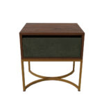 Κομοδίνο Komo-Arco Mε Υφασμάτινη Λεπτομέρεια & Χρυσή Μεταλλική Βάση