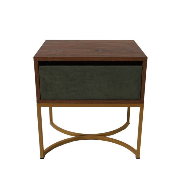 Κομοδίνο Komo-Arco Mε Υφασμάτινη Λεπτομέρεια & Χρυσή Μεταλλική Βάση