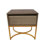 Κομοδίνο Komo-ARCO Mε Υφασμάτινη Λεπτομέρεια & Χρυσή Μεταλλική Βάση - Image 2