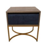 Κομοδίνο Komo-Arco Mε Υφασμάτινη Λεπτομέρεια &Χρυσή Μεταλλική Βάση - Image 2