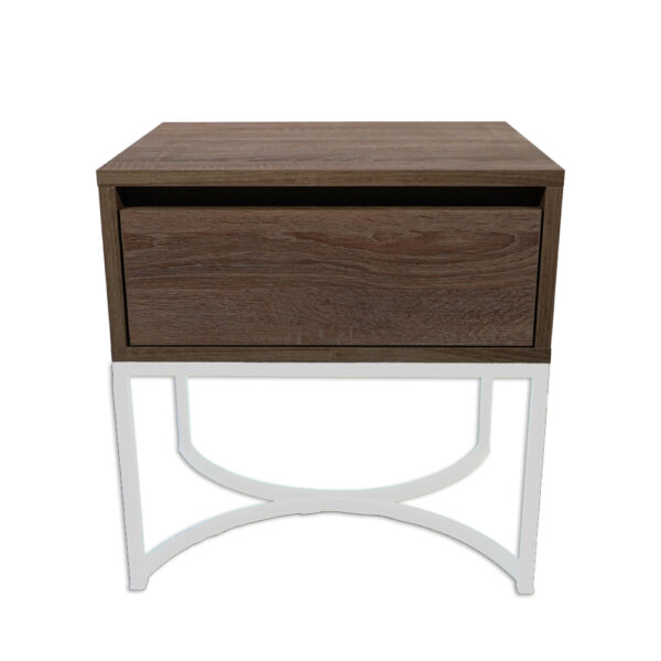 Κομοδίνο Komo-Arco Mε Ξύλινη Όψη και Λευκή Μεταλλική Βάση