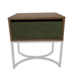 Κομοδίνο Komo-Arco Mε Υφασμάτινη Λεπτομέρεια & Λευκή Μεταλλική Βάση - Image 2