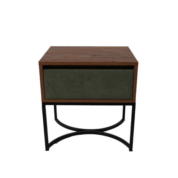 Κομοδίνο Komo-Arco Mε Υφασμάτινη Λεπτομέρεια & Μαύρη Μεταλλική Βάση