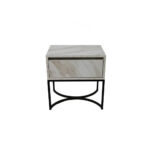 Κομοδίνο Komo-Arco Mε Όψη Μάρμαρου & Μαύρη Μεταλλική Βάση - Image 2