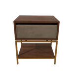 Κομοδίνο Komo-Woodtex με Υφασμάτινο Συρτάρι & Χρυσή Μεταλλική Βάση - Image 2