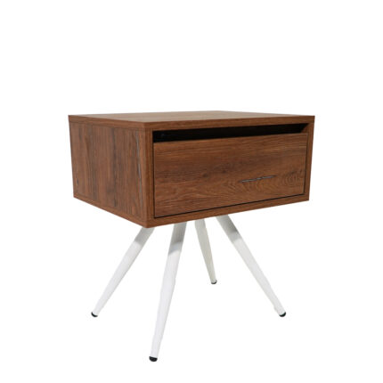 Κομοδίνο Komo-Nord Mε Ξύλινη Όψη και Λευκή Μεταλλική Βάση