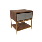 Κομοδίνο Komo-Woodtex με Υφασμάτινο Συρτάρι & Χρυσή Μεταλλική Βάση - Image 3