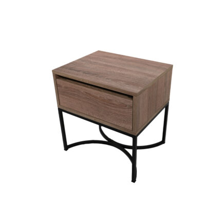 Κομοδίνο Komo-Arco Mε Ξύλινη Όψη και Μαύρη Μεταλλική Βάση