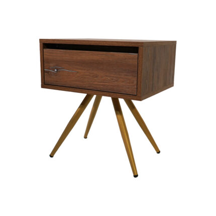 Κομοδίνο Komo-Nord Mε Ξύλινη Όψη και Χρυσή Μεταλλική Βάση