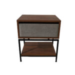 Κομοδίνο Komo-Woodtex με Υφασμάτινο Συρτάρι & Mαύρη Μεταλλική Βάση - Image 2