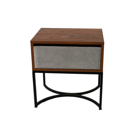 Κομοδίνο Komo-Arco Mε Υφασμάτινη Λεπτομέρεια & Μαύρη Μεταλλική Βάση