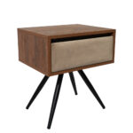 Κομοδίνο Komo-Nord Mε Υφασμάτινη Λεπτομέρεια & Mαύρη Μεταλλική Βάση