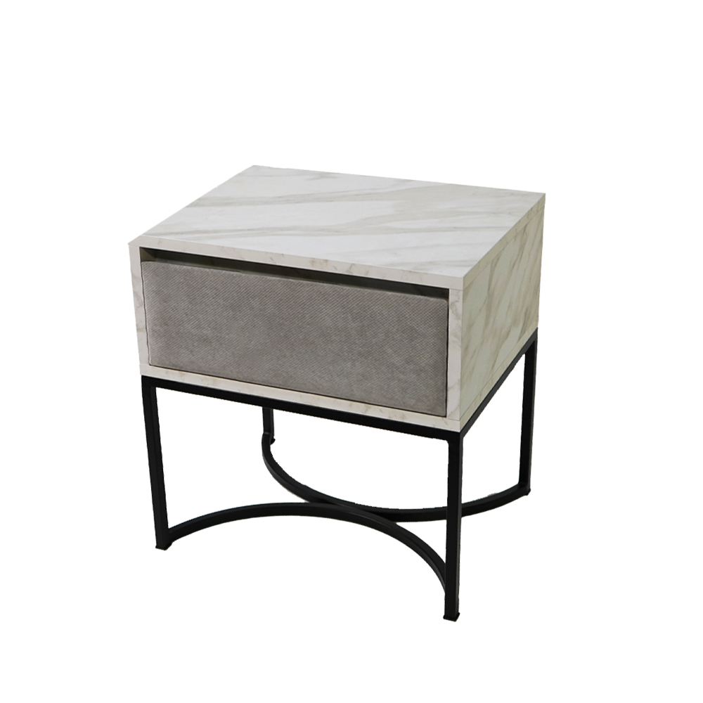 marmaro mavri Κομοδίνο Komo-Arco Mε Υφασμάτινη Λεπτομέρεια & Μαύρη Μεταλλική Βάση - Image 1