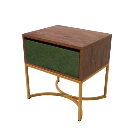 Κομοδίνο Komo-Arco Mε Υφασμάτινη Λεπτομέρεια & Χρυσή Μεταλλική Βάση