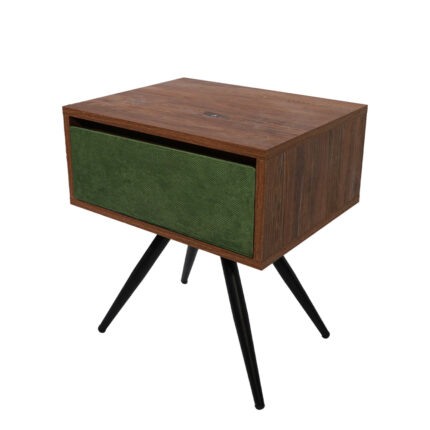 Κομοδίνο Komo-Nord Mε Υφασμάτινη Λεπτομέρεια & Μαύρη Μεταλλική Βάση