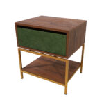 Κομοδίνο Komo-Woodtex με Υφασμάτινο Συρτάρι & Χρυσή Μεταλλική Βάση