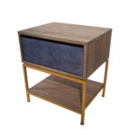 Κομοδίνο Komo-Woodtex με Υφασμάτινο Συρτάρι & Χρυσή Μεταλλική Βάση - Image 2