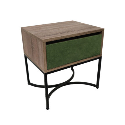 Κομοδίνο Komo-Arco Mε Υφασμάτινη Λεπτομέρεια & Μαύρη Μεταλλική Βάση