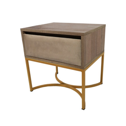 Κομοδίνο Komo-ARCO Mε Υφασμάτινη Λεπτομέρεια & Χρυσή Μεταλλική Βάση