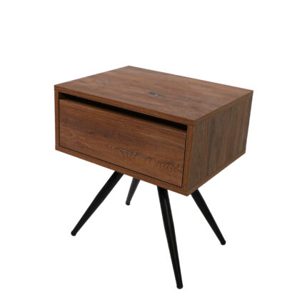 Κομοδίνο Komo-Nord Mε Ξύλινη Όψη και Μαύρη Μεταλλική Βάση