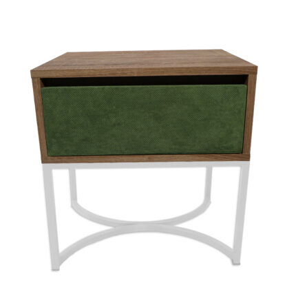 Κομοδίνο Komo-Arco Mε Υφασμάτινη Λεπτομέρεια & Λευκή Μεταλλική Βάση