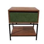 Κομοδίνο Komo-Woodtex με Υφασμάτινο Συρτάρι & Μαύρη Μεταλλική Βάση