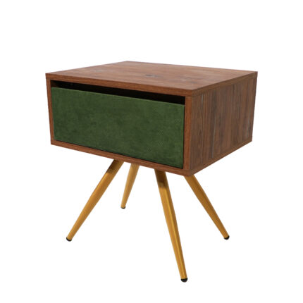 Κομοδίνο Komo-Nord Mε Υφασμάτινη Λεπτομέρεια & Χρυσή Μεταλλική Βάση