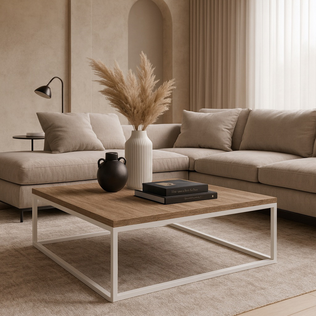 1024_5194 (1) ΤΡΑΠΕΖΙ ΣΑΛΟΝΙΟΥ SIMPLY ΜΕ ΜΕΤΑΛΛΙΚΟ ΣΚΕΛΕΤΟ & ΕΠΙΦΑΝΕΙΑ ΑΠΟ ΜΕΛΑΜΙΝΗ ΣΕ ΑΠΟΧΡΩΣΗ ΑΝΟΙΧΤΟΥ ΞΥΛΟΥ - Image 1