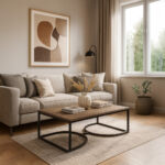 ΤΡΑΠΕΖΙ ΣΑΛΟΝΙΟΥ ATLAS ΜΕ ΜΕΤΑΛΛΙΚΟ ΣΚΕΛΕΤΟ & ΕΠΙΦΑΝΕΙΑ ΑΠΟ ΜΕΛΑΜΙΝΗ ΣΕ ΣΚΟΥΡΑ ΚΑΦΕ ΑΠΟΧΡΩΣΗ