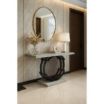 ΕΠΙΠΛΟ ΕΙΣΟΔΟΥ AMALFI ΜΕ ΜΕΤΑΛΛΙΚΗ ΒΑΣΗ & ΞΥΛΙΝΗ ΕΠΙΦΑΝΕΙΑ ΜΕ ΟΨΗ ΛΕΥΚΟΥ ΜΑΡΜΑΡΟΥ ΜΕ ΜΠΕΖ ΝΕΡΑ