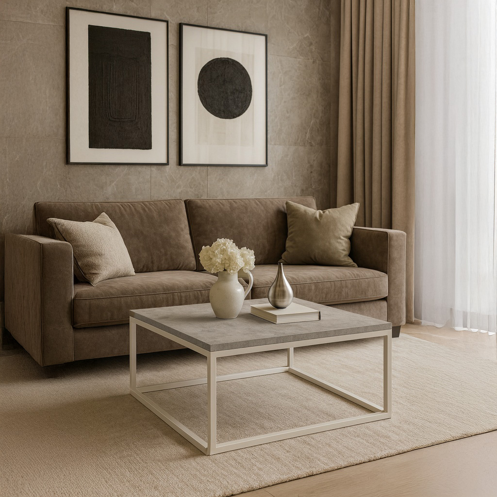 1024_K538 (1) ΤΡΑΠΕΖΙ ΣΑΛΟΝΙΟΥ SIMPLY ΜΕ ΜΕΤΑΛΛΙΚΟ ΣΚΕΛΕΤΟ & ΕΠΙΦΑΝΕΙΑ ΑΠΟ ΜΕΛΑΜΙΝΗ ΤΥΠΟΥ ΤΣΙΜΕΝΤΟ ΑΝΟΙΧΤΟ - Image 1