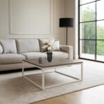 ΤΡΑΠΕΖΙ ΣΑΛΟΝΙΟΥ SIMPLY ΜΕ ΜΕΤΑΛΛΙΚΟ ΣΚΕΛΕΤΟ & ΕΠΙΦΑΝΕΙΑ ΑΠΟ ΜΕΛΑΜΙΝΗ ΤΥΠΟΥ ΤΣΙΜΕΝΤΟ ΣΚΟΥΡΟ