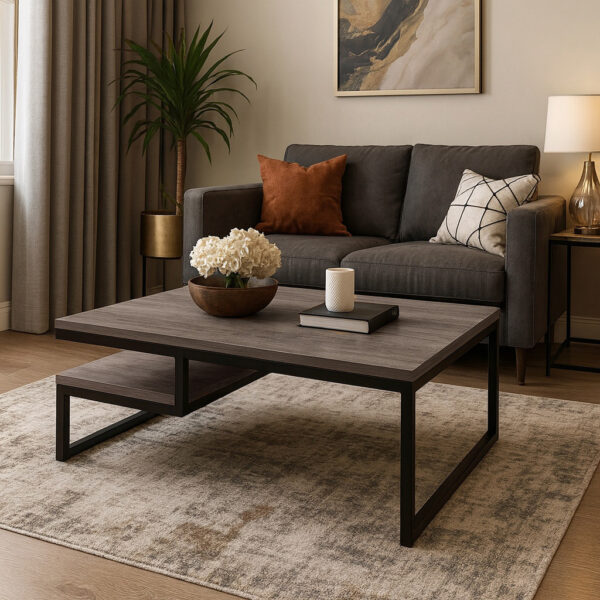 ΤΡΑΠΕΖΙ ΣΑΛΟΝΙΟΥ JANGO ΜΕ ΜΕΤΑΛΛΙΚΟ ΣΚΕΛΕΤΟ & ΕΠΙΦΑΝΕΙΑ ΑΠΟ ΜΕΛΑΜΙΝΗ ΣΕ ΑΠΟΧΡΩΣΗ ΑΝΟΙΧΤΟΥ ΞΥΛΟΥ