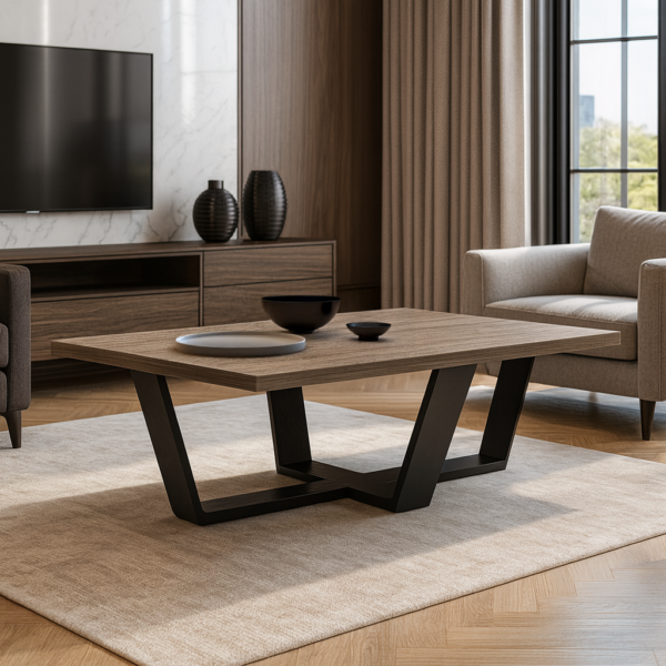 ΤΡΑΠΕΖΙ ΣΑΛΟΝΙΟΥ RIVA ΜΕ ΜΕΤΑΛΛΙΚΟ ΣΚΕΛΕΤΟ & ΕΠΙΦΑΝΕΙΑ ΑΠΟ ΜΕΛΑΜΙΝΗ ΣΕ ΑΠΟΧΡΩΣΗ ΑΝΟΙΧΤΟΥ ΞΥΛΟΥ