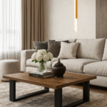 ΤΡΑΠΕΖΙ ΣΑΛΟΝΙΟΥ VERTO ΜΕ ΜΕΤΑΛΛΙΚΟ ΣΚΕΛΕΤΟ & ΕΠΙΦΑΝΕΙΑ ΑΠΟ ΜΕΛΑΜΙΝΗ ΣΕ ΣΚΟΥΡΑ ΚΑΦΕ ΑΠΟΧΡΩΣΗ