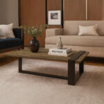 ΤΡΑΠΕΖΙ ΣΑΛΟΝΙΟΥ SKANDER ΜΕ ΜΕΤΑΛΛΙΚΟ ΣΚΕΛΕΤΟ & ΕΠΙΦΑΝΕΙΑ ΑΠΟ ΜΕΛΑΜΙΝΗ ΣΕ ΣΚΟΥΡΑ ΚΑΦΕ ΑΠΟΧΡΩΣΗ