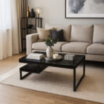 ΤΡΑΠΕΖΙ ΣΑΛΟΝΙΟΥ JANGO ΜΕ ΜΕΤΑΛΛΙΚΟ ΣΚΕΛΕΤΟ & ΕΠΙΦΑΝΕΙΑ ΑΠΟ ΜΕΛΑΜΙΝΗ ΣΕ ΟΨΗ ΜΑΥΡΟΥ ΜΑΡΜΑΡΟΥ