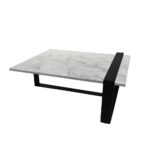 ΤΡΑΠΕΖΙ ΣΑΛΟΝΙΟΥ SKANDER ΜΕ ΜΕΤΑΛΛΙΚΟ ΣΚΕΛΕΤΟ & ΕΠΙΦΑΝΕΙΑ ΑΠΟ ΜΕΛΑΜΙΝΗ ΣΕ ΟΨΗ ΛΕΥΚΟΥ ΜΑΡΜΑΡΟΥ - Image 2