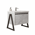 ΕΠΙΠΛΟ ΜΠΑΝΙΟΥ 7775-PRESTIGIA 80 cm ΜΕ ΒΑΣΕΙΣ ΣΤΟ ΠΛΑΙ ΣΕ ΟΨΗ ΛΕΥΚΟΥ ΜΑΡΜΑΡΟΥ ΜΕ ΓΚΡΙ ΝΕΡΑ - Image 2