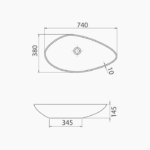 Νιπτήρας Πάγκου Πορσελάνης Cerastyle Olive 74x38cm Ματ Γκρί - Image 2