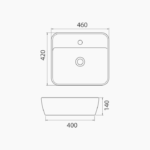 Νιπτήρας Πάγκου Πορσελάνης Cerastyle One 46x42cm Ματ Λευκό - Image 2