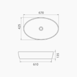 Νιπτήρας Πάγκου Πορσελάνης Cerastyle One 67x42cm Ματ Μαύρο - Image 2