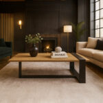 ΤΡΑΠΕΖΙ ΣΑΛΟΝΙΟΥ SKANDER ΜΕ ΜΕΤΑΛΛΙΚΟ ΣΚΕΛΕΤΟ & ΕΠΙΦΑΝΕΙΑ ΑΠΟ ΜΕΛΑΜΙΝΗ ΣΕ ΦΥΣΙΚΗ ΑΠΟΧΡΩΣΗ