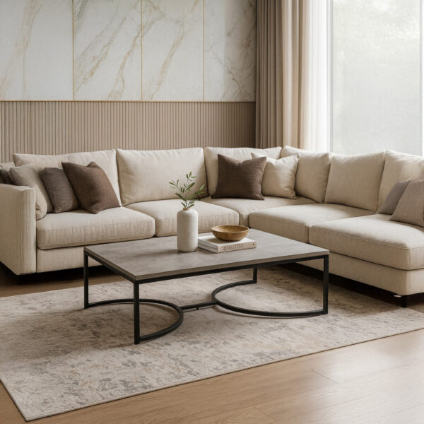 ΤΡΑΠΕΖΙ ΣΑΛΟΝΙΟΥ ATLAS ΜΕ ΜΕΤΑΛΛΙΚΟ ΣΚΕΛΕΤΟ & ΕΠΙΦΑΝΕΙΑ ΑΠΟ ΜΕΛΑΜΙΝΗ ΤΥΠΟΥ ΤΣΙΜΕΝΤΟ ΑΝΟΙΧΤΟ