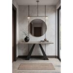 ΕΠΙΠΛΟ ΕΙΣΟΔΟΥ FELLINI ΜΕ ΜΕΤΑΛΛΙΚΗ ΒΑΣΗ & ΞΥΛΙΝΗ ΕΠΙΦΑΝΕΙΑ ΣΕ ΟΨΗ ΤΣΙΜΕΝΤΟΥ ΑΝΟΙΧΤΟ