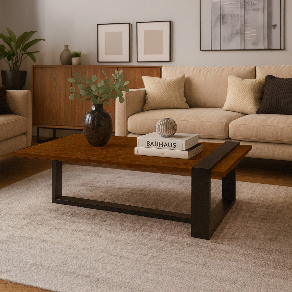 K545 ΤΡΑΠΕΖΙ ΣΑΛΟΝΙΟΥ SKANDER ΜΕ ΜΕΤΑΛΛΙΚΟ ΣΚΕΛΕΤΟ & ΕΠΙΦΑΝΕΙΑ ΑΠΟ ΜΕΛΑΜΙΝΗ ΣΕ ΚΑΡΥΔΙ ΑΠΟΧΡΩΣΗ - Image 1