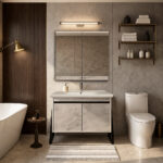 ΕΠΙΠΛΟ ΜΠΑΝΙΟΥ 7775-PRESTIGIA 80 cm ΜΕ ΒΑΣΕΙΣ ΣΤΟ ΠΛΑΙ ΣΕ ΟΨΗ ΛΕΥΚΟΥ ΜΑΡΜΑΡΟΥ ΜΕ ΓΚΡΙ ΝΕΡΑ